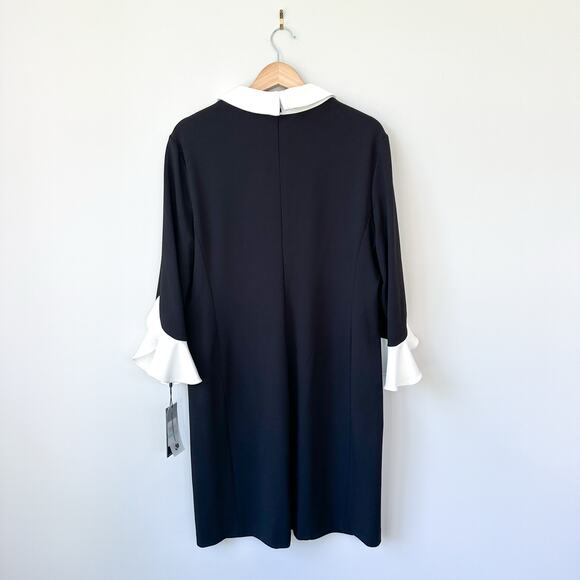 Karl Lagerfeld Paris Collared Shift Dress with Contrast Tulip Sleeve 16 - Picture 3 of 10